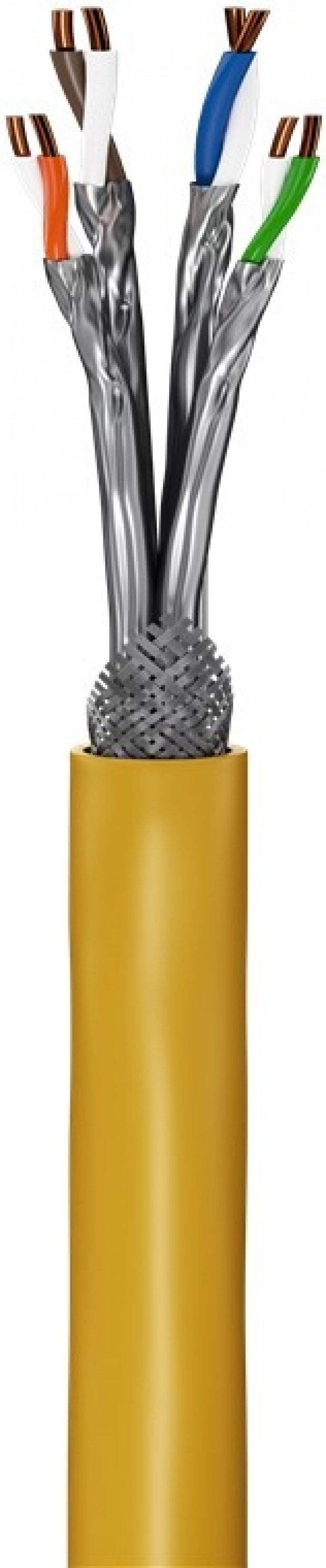 Goobay GHMT-certifierad CAT 8.1 installationskabel, S/FTP (PiMF), gul kopparledare (CU), AWG 22/1 (solid), halogenfri (LSZH), 100 m Goobay GHMT-certifierad CAT 8.1 installationskabel, S/FTP (PiMF), gul kopparledare (CU), AWG 22/1 (solid), halogenfri (LSZH), 100 m