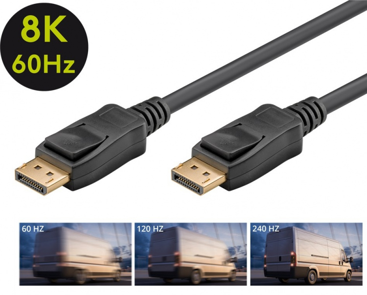 Goobay DisplayPort™-anslutningskabel 1.4 Displayport™ plugg > Displayport™ plugg, 8K @ 60Hz, 5 m