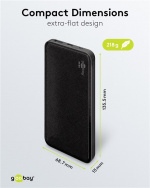 Goobay Powerbank Slimline 10.000 mAh kraftfulla 10 000 mAh i en praktisk och kompakt design med statusljusdioder