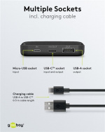 Goobay Powerbank Slimline 10.000 mAh kraftfulla 10 000 mAh i en praktisk och kompakt design med statusljusdioder