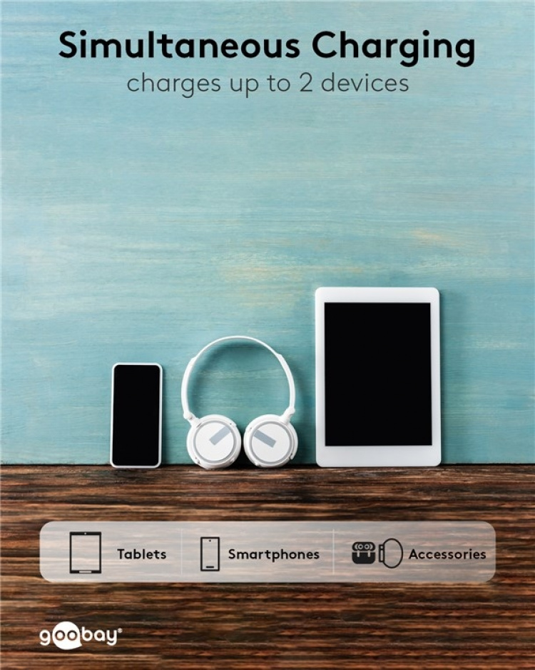 Goobay Powerbank Slimline 10.000 mAh kraftfulla 10 000 mAh i en praktisk och kompakt design med statusljusdioder