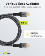 Goobay Höghastighets HDMI™-kabel med Ethernet, 0,5 m, Sharkskin Grey HDMI™-kontakt (typ A) > HDMI™-kontakt (typ A)