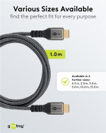 Goobay Höghastighets HDMI™-kabel med Ethernet, 1 m, Sharkskin Grey HDMI™-kontakt (typ A) > HDMI™-kontakt (typ A) Goobay Höghastighets HDMI™-kabel med Ethernet, 1 m, Sharkskin Grey HDMI™-kontakt (typ A) > HDMI™-kontakt (typ A)