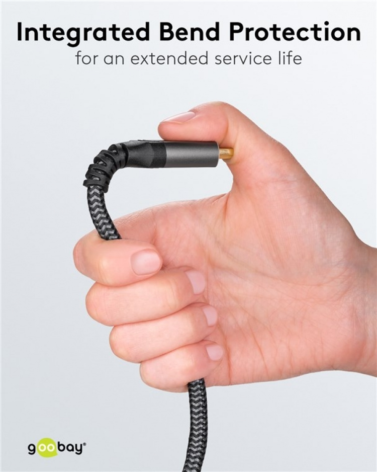 Goobay HDMI™-kabel med ultrahög hastighet, 0,5 m, Sharkskin Grey HDMI™-kontakt (typ A) > HDMI™-kontakt (typ A)