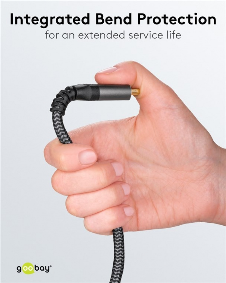 Goobay HDMI™-kabel med ultrahög hastighet, 1 m, Sharkskin Grey HDMI™-kontakt (typ A) > HDMI™-kontakt (typ A)