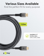 Goobay DisplayPort™ till HDMI™-kabel, 1 m, Sharkskin Grey Displayport™ plugg > HDMI™-kontakt (typ A)