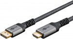 Goobay DisplayPort™ till HDMI™-kabel, 5 m, Sharkskin Grey Displayport™ plugg > HDMI™-kontakt (typ A) Goobay DisplayPort™ till HDMI™-kabel, 5 m, Sharkskin Grey Displayport™ plugg > HDMI™-kontakt (typ A)