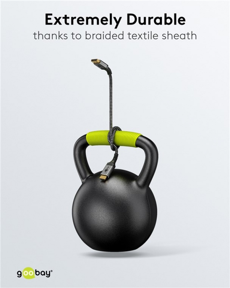 Goobay DisplayPort™ till HDMI™-kabel, 5 m, Sharkskin Grey Displayport™ plugg > HDMI™-kontakt (typ A) Goobay DisplayPort™ till HDMI™-kabel, 5 m, Sharkskin Grey Displayport™ plugg > HDMI™-kontakt (typ A)