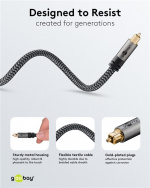 Goobay TOSLINK-kabel, 1 m, Sharkskin Grey Toslink-kontakt > Toslink-kontakt