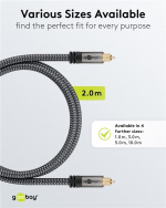 Goobay TOSLINK-kabel, 2 m, Sharkskin Grey Toslink-kontakt > Toslink-kontakt Goobay TOSLINK-kabel, 2 m, Sharkskin Grey Toslink-kontakt > Toslink-kontakt