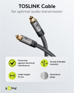 Goobay TOSLINK-kabel, 10 m, Sharkskin Grey Toslink-kontakt > Toslink-kontakt Goobay TOSLINK-kabel, 10 m, Sharkskin Grey Toslink-kontakt > Toslink-kontakt