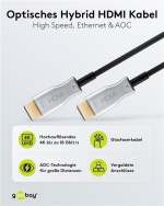 Goobay Optisk hybrid höghastighets HDMI™-kabel med Ethernet (AOC) Höghastighetskabel, 4K @ 60 Hz, för långa överföringsavstånd, 30 m Goobay Optisk hybrid höghastighets HDMI™-kabel med Ethernet (AOC) Höghastighetskabel, 4K @ 60 Hz, för långa överföringsavstånd, 30 m