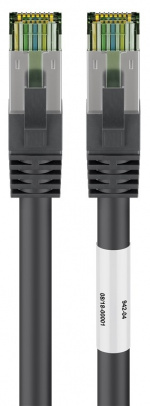 Goobay Patchkabel CAT 8.1, S/FTP (PiMF), svart 99,9 % syrefri kopparledare (OFC), AWG 24, halogenfri kabelhölje (LSZH), 0.5 m