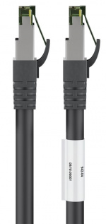 Goobay Patchkabel CAT 8.1, S/FTP (PiMF), svart 99,9 % syrefri kopparledare (OFC), AWG 24, halogenfri kabelhölje (LSZH), 0.5 m