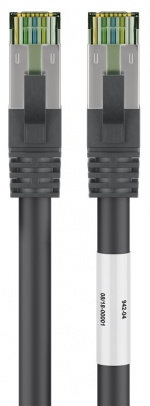 Goobay Patchkabel CAT 8.1, S/FTP (PiMF), svart 99,9 % syrefri kopparledare (OFC), AWG 24, halogenfri kabelhölje (LSZH), 0.5 m