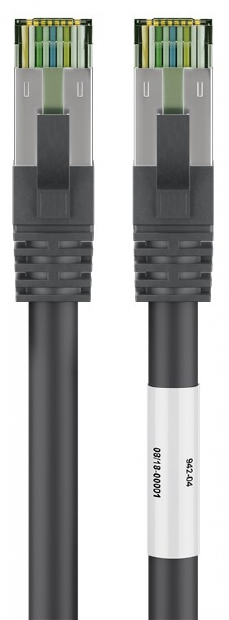 Goobay RJ45 (CAT 6A, 500 MHz) patchkabel med CAT 8.1 S/FTP rå kabel, svart 99,9 % syrefri kopparledare (OFC), AWG 24, halogenfri kabelhölje (LSZH), 20 m Goobay RJ45 (CAT 6A, 500 MHz) patchkabel med CAT 8.1 S/FTP rå kabel, svart 99,9 % syrefri kopparledare (OFC), AWG 24, halogenfri kabelhölje (LSZH), 20 m