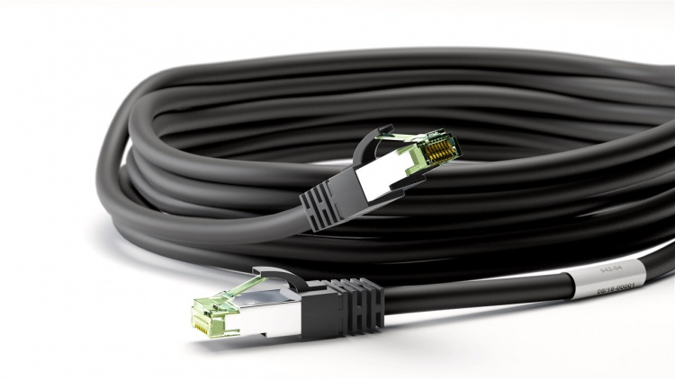 Goobay RJ45 (CAT 6A, 500 MHz) patchkabel med CAT 8.1 S/FTP rå kabel, svart 99,9 % syrefri kopparledare (OFC), AWG 24, halogenfri kabelhölje (LSZH), 20 m Goobay RJ45 (CAT 6A, 500 MHz) patchkabel med CAT 8.1 S/FTP rå kabel, svart 99,9 % syrefri kopparledare (OFC), AWG 24, halogenfri kabelhölje (LSZH), 20 m