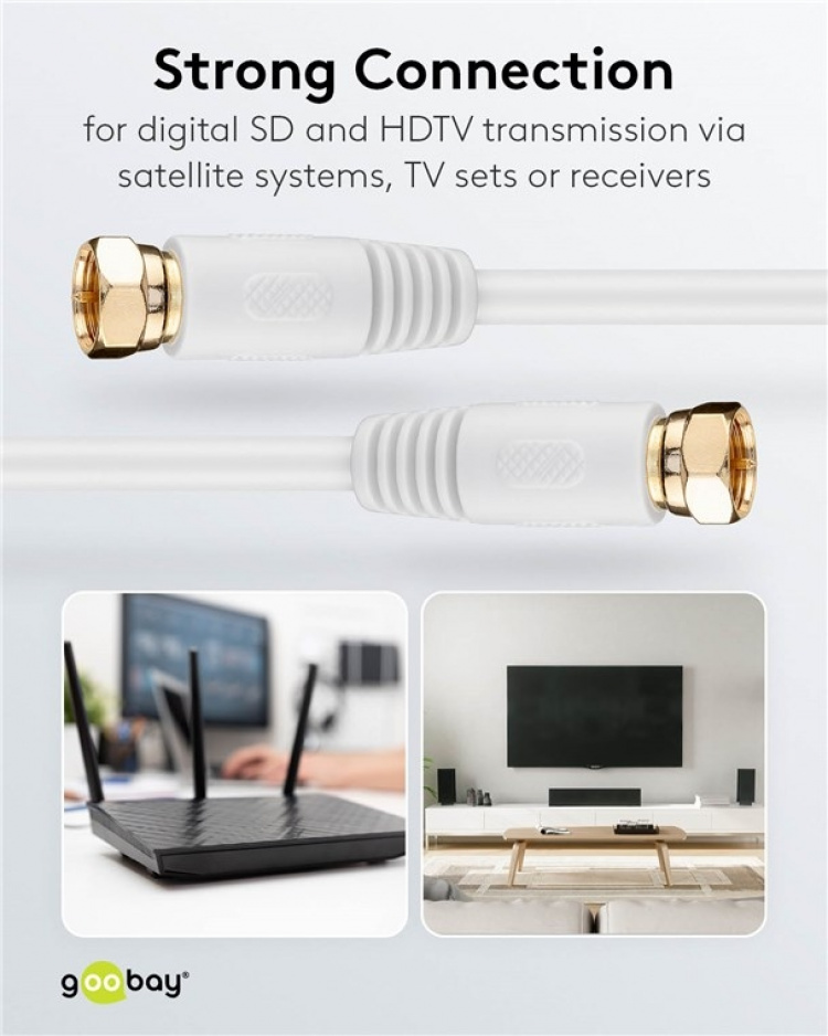 Goobay SAT-antennkabel (80 dB), dubbelskärmad guldpläterad, F-plugg > F-plugg (helt avskärmad), 2.5 m Goobay SAT-antennkabel (80 dB), dubbelskärmad guldpläterad, F-plugg > F-plugg (helt avskärmad), 2.5 m