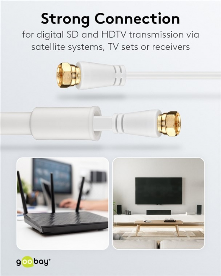 Goobay Platt SAT-antennkabel (80 dB), dubbelskärmad, väderskyddad guldpläterad, F-plugg > F-plugg (helt avskärmad), 5 m Goobay Platt SAT-antennkabel (80 dB), dubbelskärmad, väderskyddad guldpläterad, F-plugg > F-plugg (helt avskärmad), 5 m