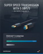 ClickTronic Adapterkabel från USB-A till USB-B 3.0 Premiumkabel | USB A-kontakt USB B 3.0-kontakt | 1,8 m | 5 Gbit/s ClickTronic Adapterkabel från USB-A till USB-B 3.0 Premiumkabel | USB A-kontakt USB B 3.0-kontakt | 1,8 m | 5 Gbit/s