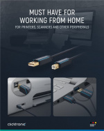 ClickTronic Adapterkabel från USB-A till USB-B 2.0 Premiumkabel | USB A-kontakt USB B 2.0-kontakt | 3,0 m | 480 Mbit/s