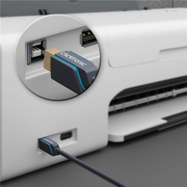 ClickTronic Adapterkabel från USB-A till USB-B 2.0 Premiumkabel | USB A-kontakt USB B 2.0-kontakt | 3,0 m | 480 Mbit/s