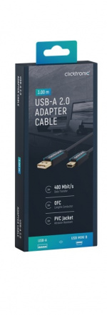 ClickTronic Adapterkabel från USB A till USB Mini B 2.0 Premiumkabel | USB A-kontakt USB mini B-kontakt | 3,0 m | 480 Mbit/s ClickTronic Adapterkabel från USB A till USB Mini B 2.0 Premiumkabel | USB A-kontakt USB mini B-kontakt | 3,0 m | 480 Mbit/s