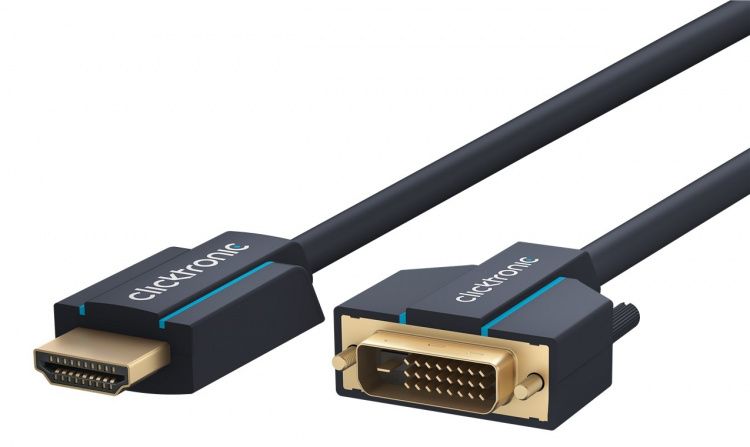 ClickTronic Adapterkabel från DVI till HDMI™ Premiumkabel | 1x DVI-D-kontakt 1x HDMI™-kontakt | 3,0 m | WQXGA @ 60 Hz