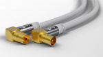 Goobay TV-antennkabel (135 dB), 4x skärmad guldpläterad, koaxial-uttag 90° > koaxial-plugg 90°, 3 m