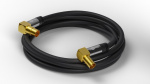 Goobay TV-antennkabel (135 dB), 4x skärmad guldpläterad, koaxial-uttag 90° > koaxial-plugg 90°, 5 m