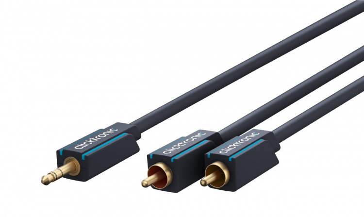 ClickTronic 3,5 mm AUX till RCA-adapterkabel, stereo Premiumkabel | 1x 3,5 mm jackkontakt 2x cinchkontakt | 2,0 m | OFC innerledare