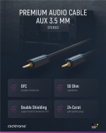 ClickTronic 3,5 mm AUX-kabel, stereo Premiumkabel | 1x 3,5 mm jackplugg 1x 3,5 mm jackplugg | 1,5 m | OFC innerledare ClickTronic 3,5 mm AUX-kabel, stereo Premiumkabel | 1x 3,5 mm jackplugg 1x 3,5 mm jackplugg | 1,5 m | OFC innerledare