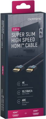 ClickTronic Ultra-Slim Höghastighets HDMI™-kabel med Ethernet Premiumkabel | 1x HDMI™-kontakt 1x HDMI™-kontakt | 3,0 m | UHD 4K @ 60 Hz