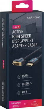 ClickTronic Adapterkabel för aktiv DisplayPort™ till DVI-D Premiumkabel | 1x DisplayPort™-kontakt >> 1x DVI-D-kontakt | 1,0 m | WUXGA @ 60 Hz