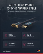 ClickTronic Adapterkabel för aktiv DisplayPort™ till DVI-D Premiumkabel | 1x DisplayPort™-kontakt >> 1x DVI-D-kontakt | 3,0 m | WUXGA @ 60 Hz