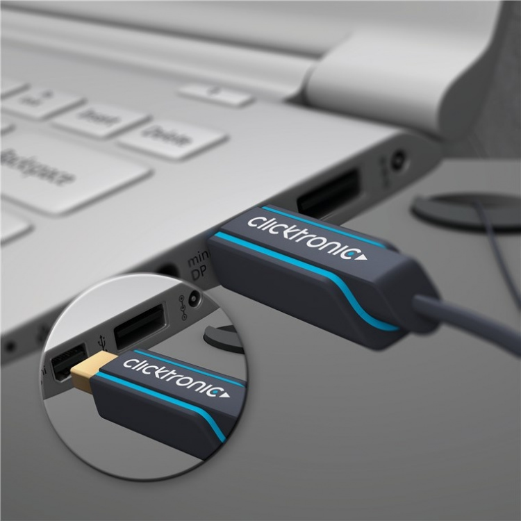 ClickTronic Aktiv adapterkabel från mini DisplayPort™ till HDMI™ premiumkabel | 1x mini DisplayPort™-kontakt >> 1x HDMI™-kontakt | 1,0 m | UHD 4K @ 30 Hz ClickTronic Aktiv adapterkabel från mini DisplayPort™ till HDMI™ premiumkabel | 1x mini DisplayPort™-kontakt >> 1x HDMI™-kontakt | 1,0 m | UHD 4K @ 30 Hz