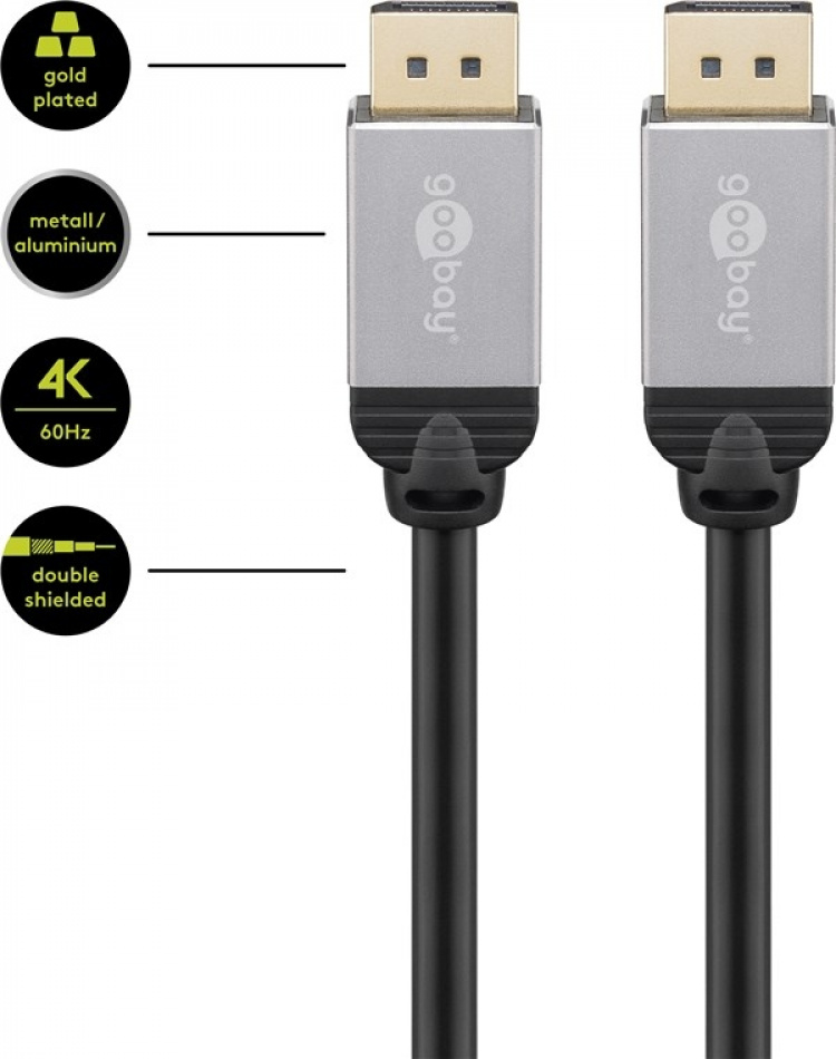 Goobay DisplayPort™-anslutningskabel Displayport™ plugg > Displayport™ plugg, 3 m