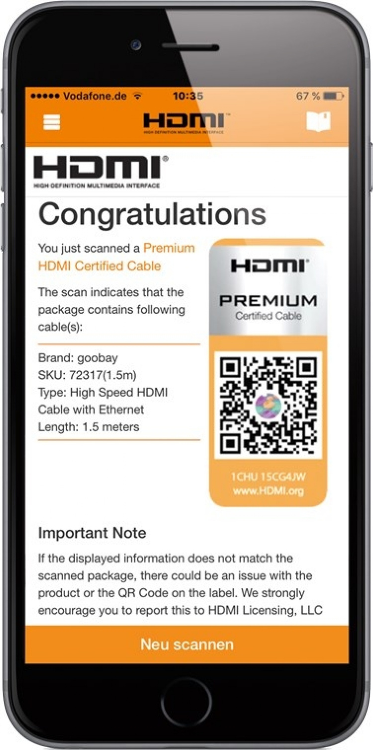 Goobay Premium höghastighets HDMI™-kabel med Ethernet, certifierad HDMI™-kontakt (typ A) > HDMI™-kontakt (typ A), 1 m Goobay Premium höghastighets HDMI™-kabel med Ethernet, certifierad HDMI™-kontakt (typ A) > HDMI™-kontakt (typ A), 1 m