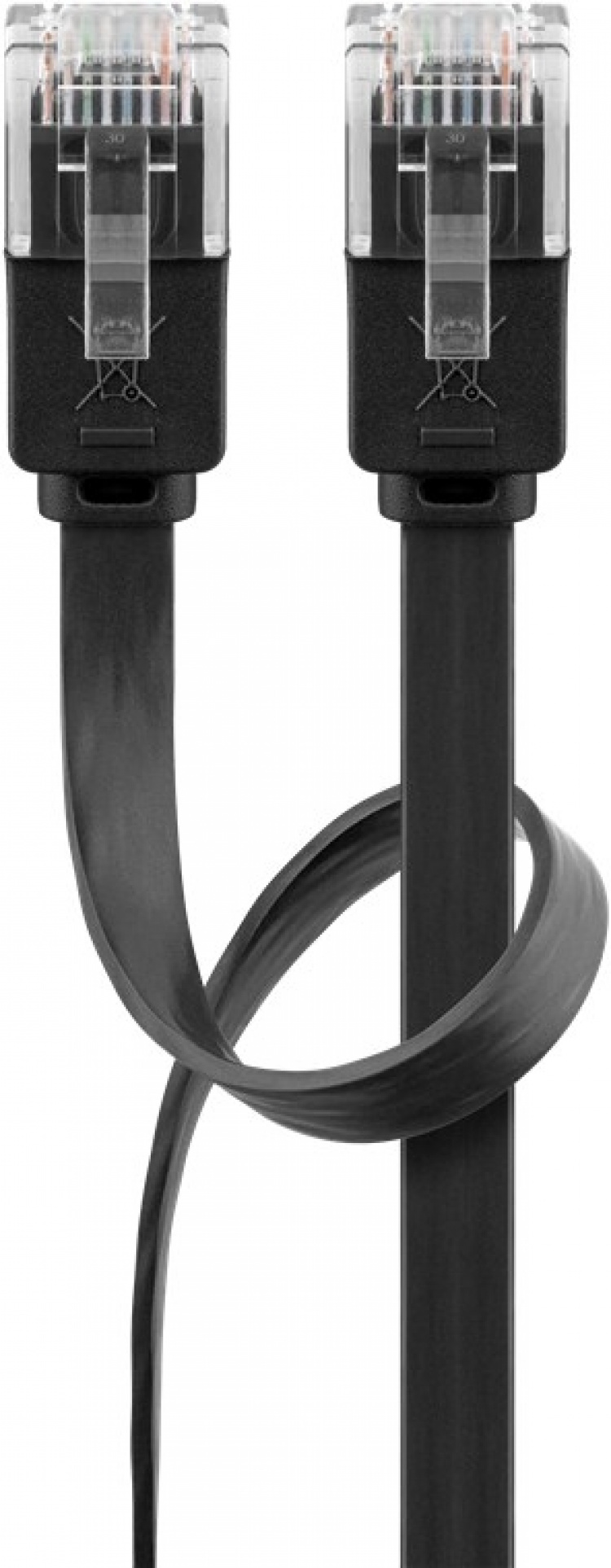 Goobay CAT 6 platt patchkabel, U/UTP, svart kopparledare (CU), 1.5 m