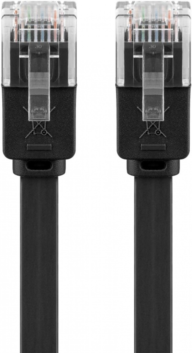 Goobay CAT 6 platt patchkabel, U/UTP, svart kopparledare (CU), 7 m