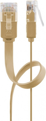 Goobay CAT 6 platt patchkabel, U/UTP, ljusbrun kopparledare (CU), 1.5 m