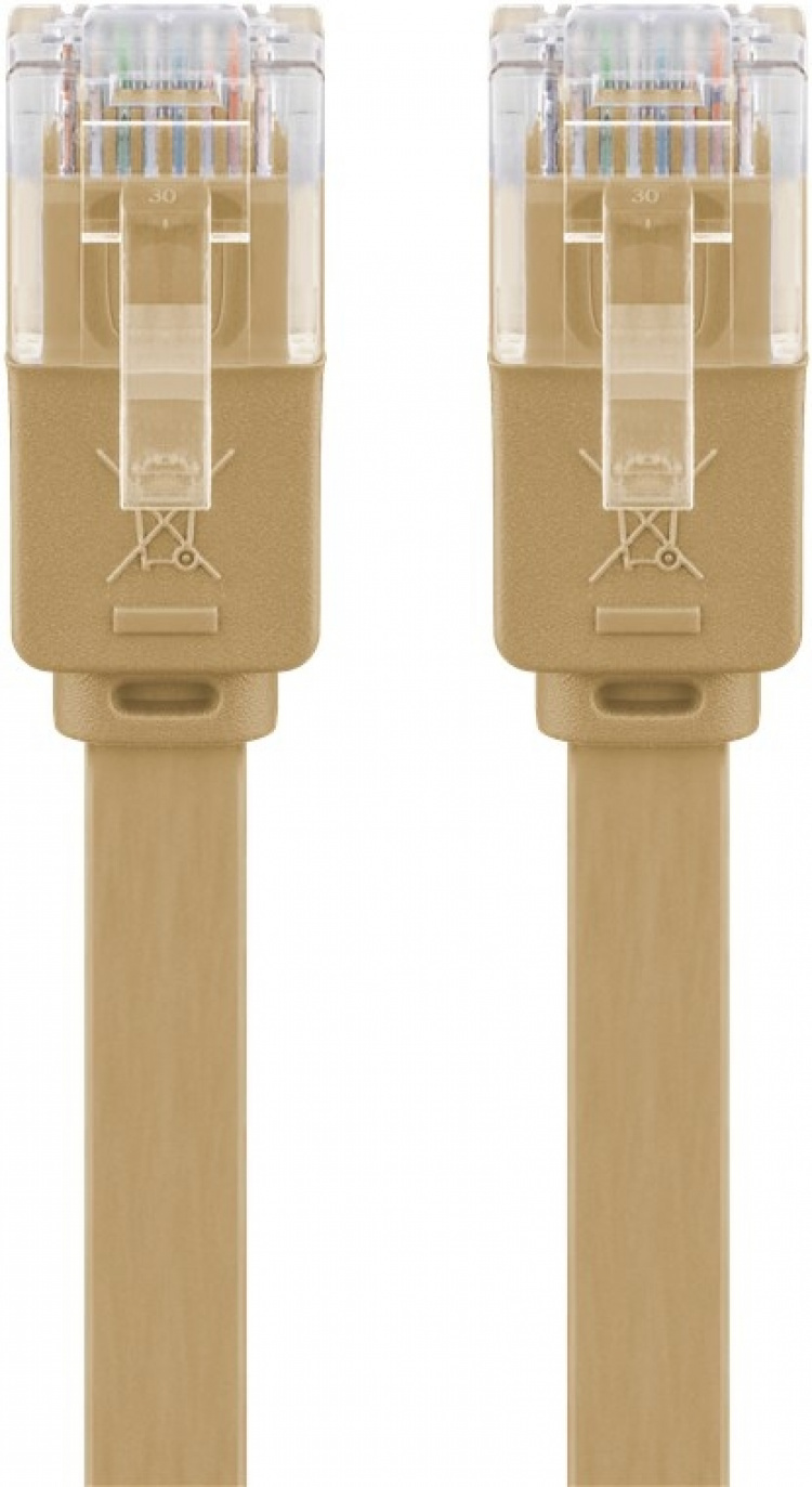 Goobay CAT 6 platt patchkabel, U/UTP, ljusbrun kopparledare (CU), 3 m