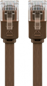 Goobay CAT 6 platt patchkabel, U/UTP, mörkbrun kopparledare (CU), 1 m