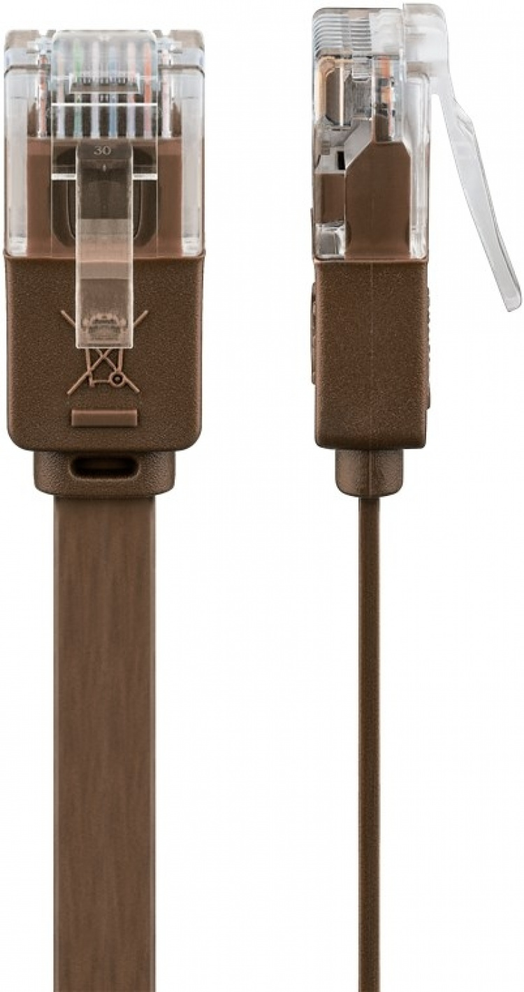 Goobay CAT 6 platt patchkabel, U/UTP, mörkbrun kopparledare (CU), 2 m