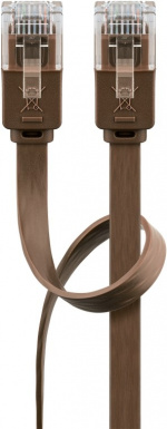 Goobay CAT 6 platt patchkabel, U/UTP, mörkbrun kopparledare (CU), 7 m