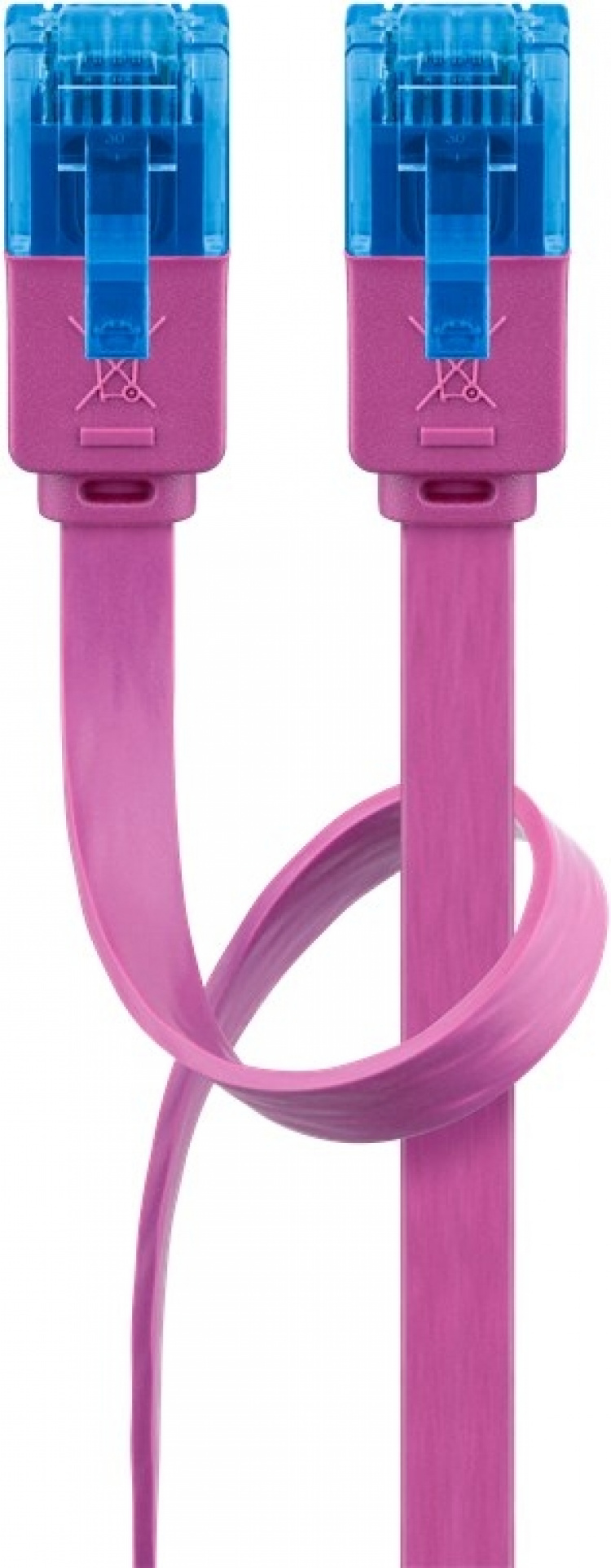 Goobay CAT 6A platt patchkabel, U/UTP, magenta kopparledare (CU), 0.5 m