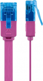 Goobay CAT 6A platt patchkabel, U/UTP, magenta kopparledare (CU), 0.5 m