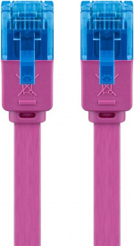 Goobay CAT 6A platt patchkabel, U/UTP, magenta kopparledare (CU), 0.5 m
