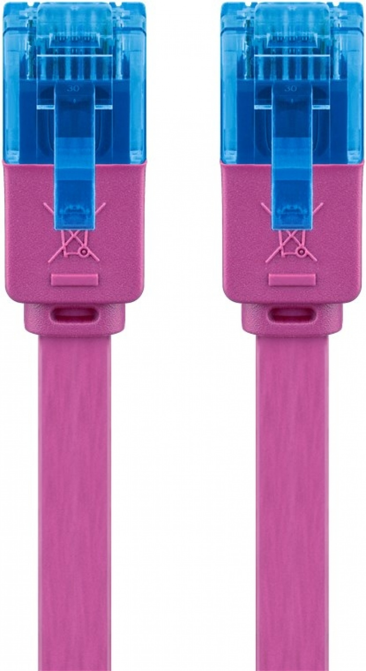 Goobay CAT 6A platt patchkabel, U/UTP, magenta kopparledare (CU), 0.5 m