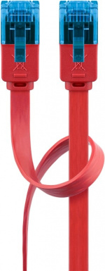 Goobay CAT 6A platt patchkabel, U/UTP, röd kopparledare (CU), 0.5 m